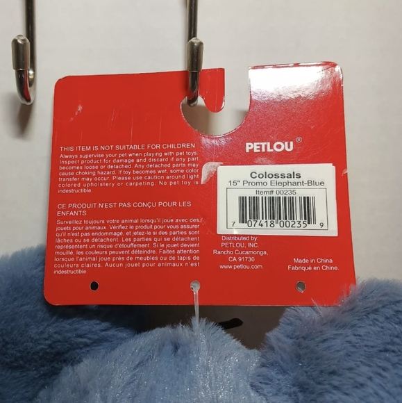 Petlou Plush Crinkle Interactive Stuffed Dog Squeaky Toys - 15" Blue Elephant - Picture 7 of 7